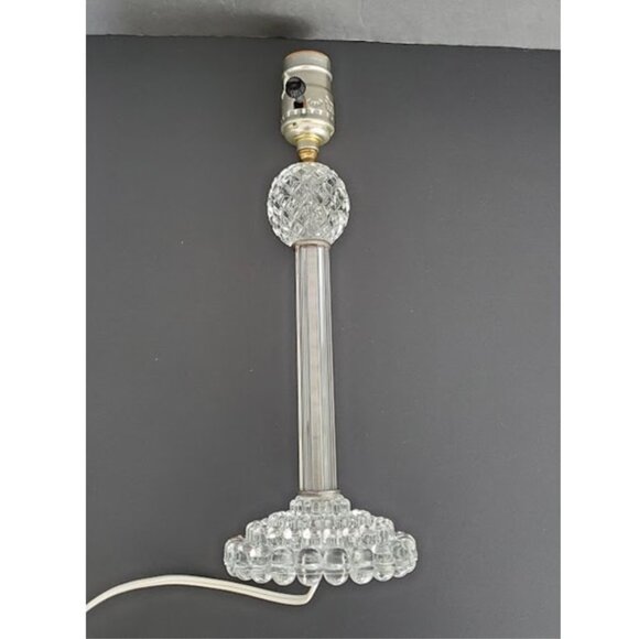 Mid-Century Hobnail Clear Glass Stacked 13" Candlestick Lamp Vintage Antique - Picture 2 of 9